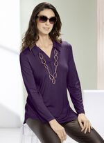 Shirt-Tunika mit krempelbaren Ärmeln AUBERGINE