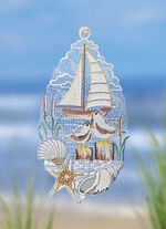 Fensterbild Küstenliebe aus echter Plauener Spitze 