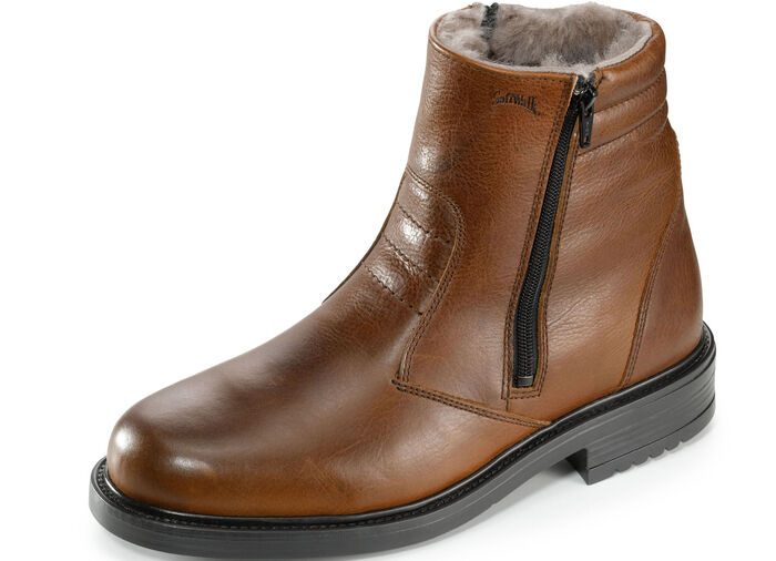 GINO GALANTE, gefütterte Herren-Stiefel, Winterschuhe, mit Lammfell BRAUN