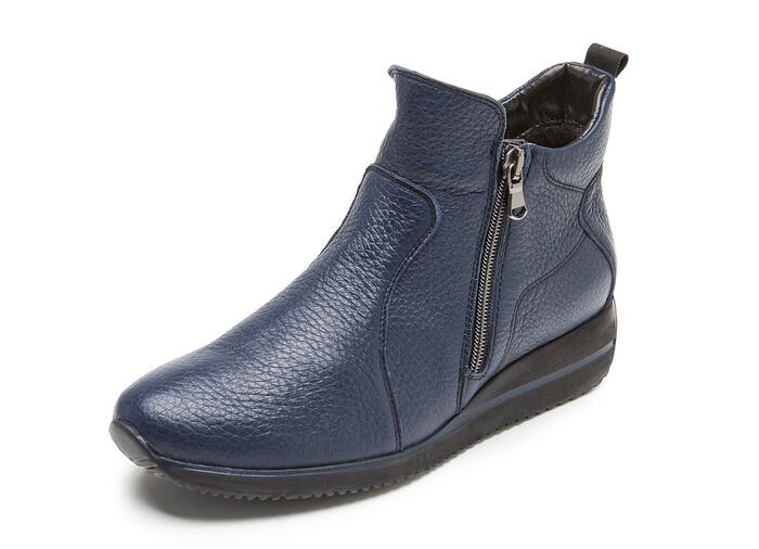 Waldl&auml;ufer, bequeme Damen-Stiefeletten, Weite H, aus Hirschleder MARINE