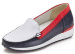 Waldl&auml;ufer, klassische Damen-Slipper, Weite H, mit herausnehmbarem Fu&szlig;bett BLAU-WEISS-ROT
