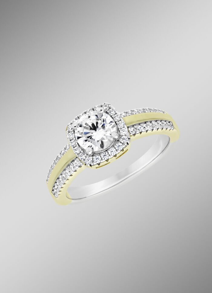 Damenring im Bicolor-Design mit synth. Zirkonia 