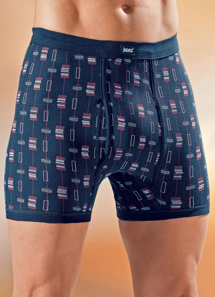 Viererpack Unterhosen mit paspeliertem Eingriff, allover dessiniert 