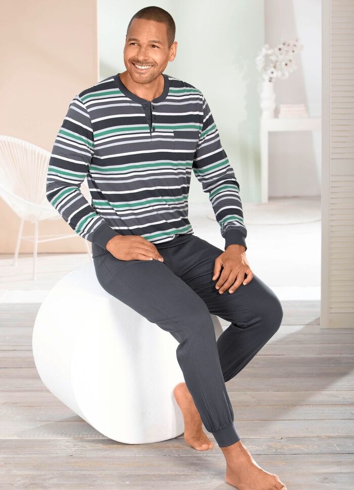 Zweierpack Schlafanz&uuml;ge mit Knopfleiste und B&uuml;ndchenabschl&uuml;ssen 