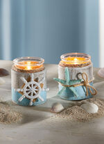 Maritime Teelichthalter aus Holz, 2er-Set 