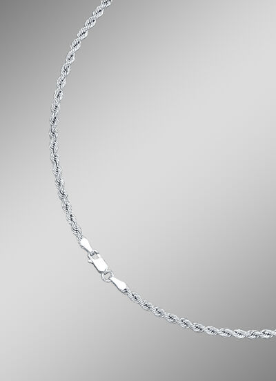 Stilvolle Kordel-Halskette in Weißgold 