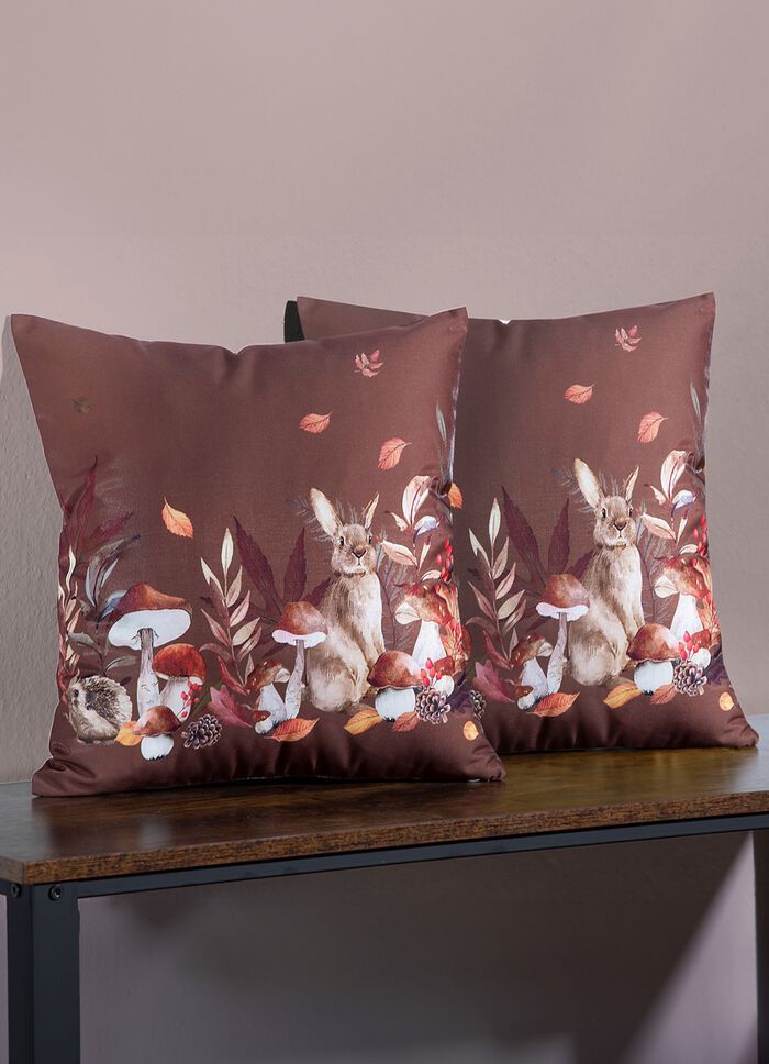 Kissenbez&uuml;ge mit Herbsthasen-Motiv, 2er-Set 