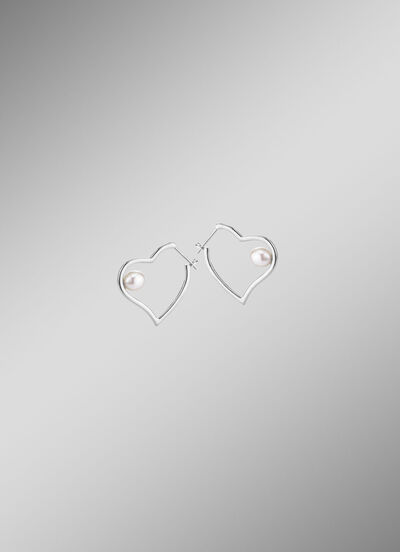 Herz-Creolen mit Süßwasser-Zuchtperlen 