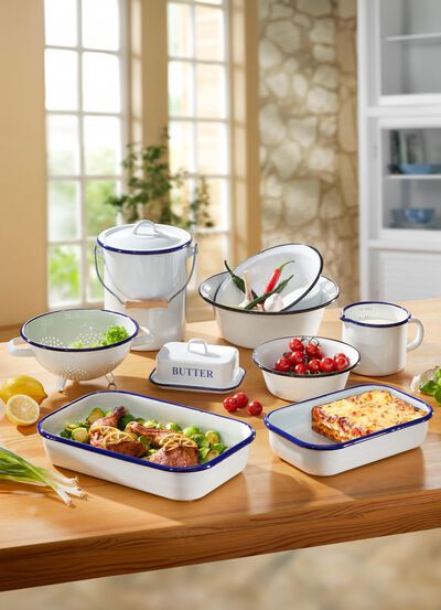 Emaille-Serie aus widerstandsf&auml;higer Stahl-Emaille 