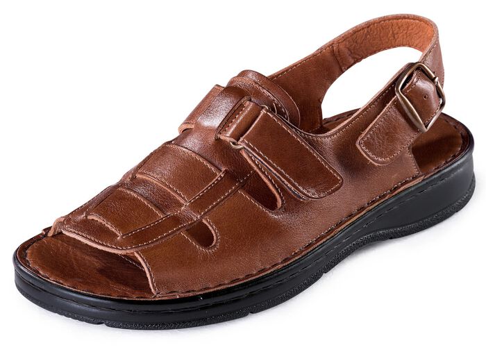 Gemini, klassische Herren-Sandalen, mit Klettverschluss COGNAC