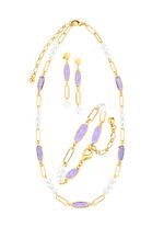 Schmuckset, 3-teilig, aus Messing mit Kristallsteinen 