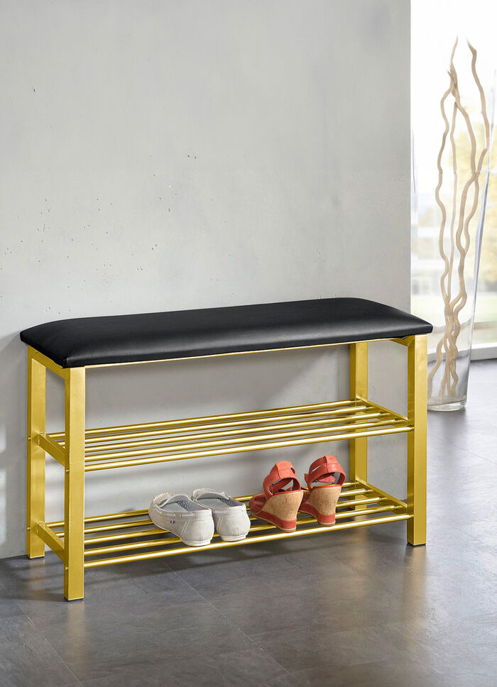 Schuhregal-Sitzbank aus Metall 
