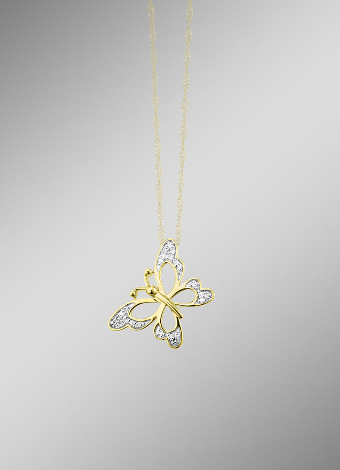 Schmetterling-Anh&auml;nger mit 24 Diamanten 