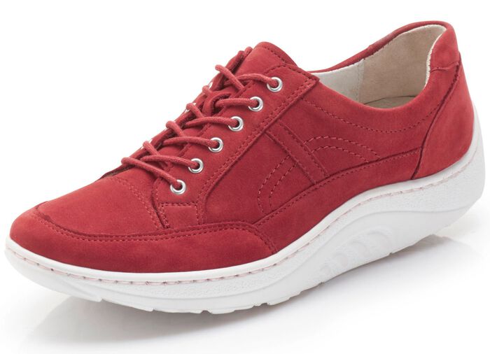 Waldl&auml;ufer, bequeme Damen-Schn&uuml;rschuhe, Weite H, Sohle mit Abrollfunktion RUBINROT