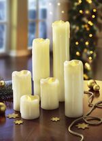 LED-Echtwachskerzen, 6er-Set CREME