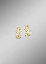 Schicke Klappcreolen in Bicolor mit Zirkonia 