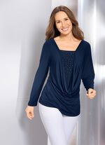 Shirt-Tunika mit tiefem Wasserfallkragen 