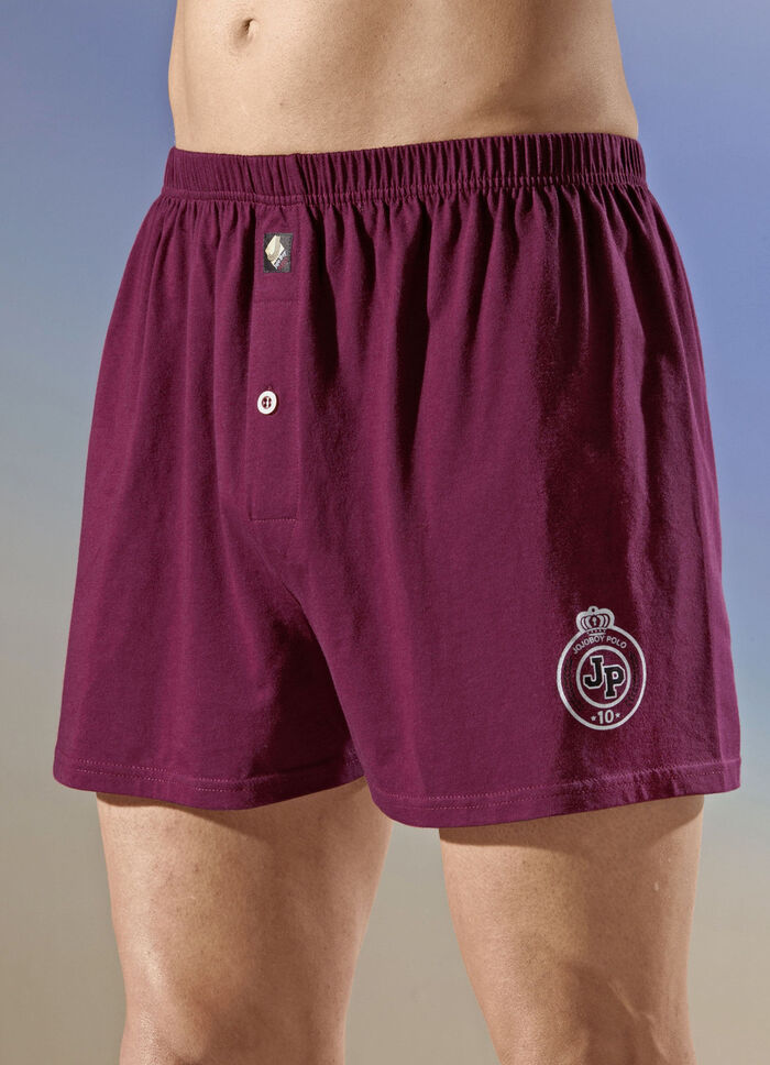 Viererpack Boxershorts, uni mit Druckmotiv 