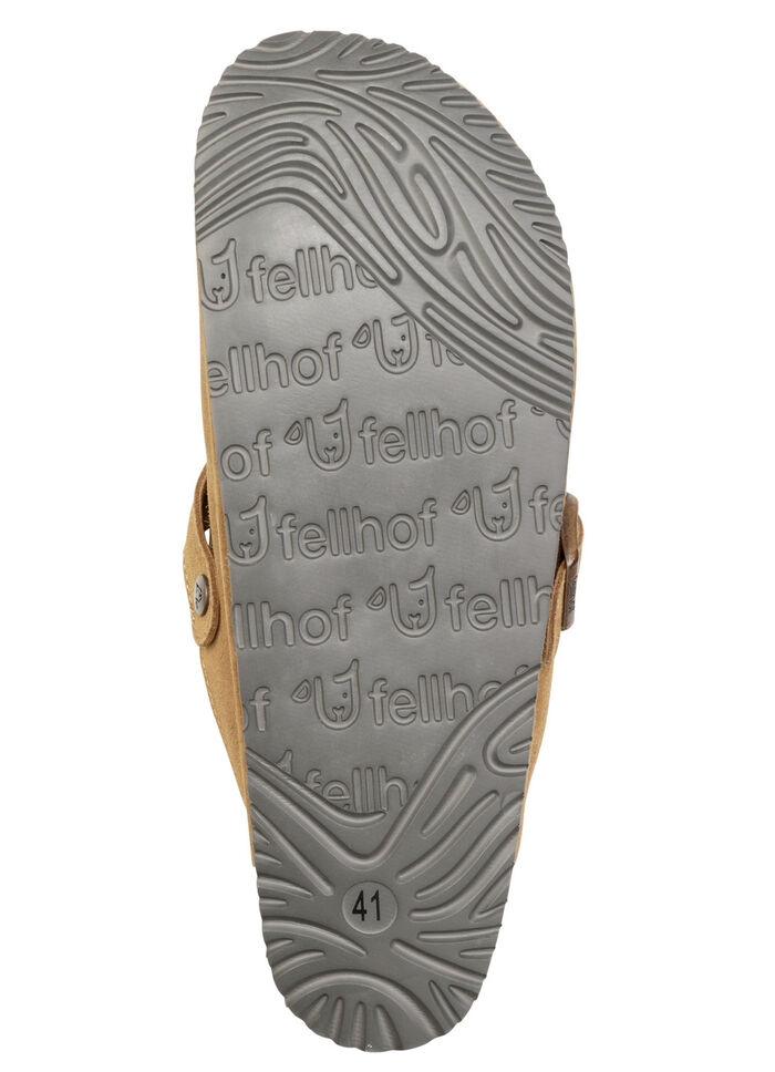 Gefütterte Herren-Clogs, mit Lammfell COGNAC