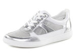 ELENA EDEN Sneaker aus Nappaleder und luftigem Textil in Netzoptik WEISS-SILBER