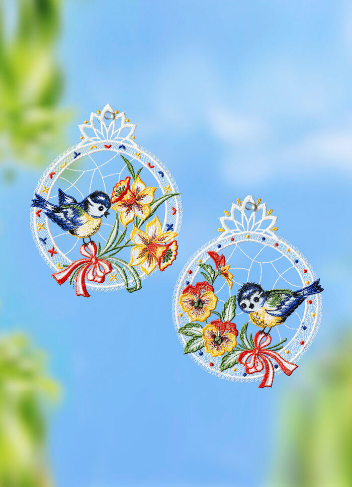 Fensterbilder aus Plauener Spitze im 2er-Set 