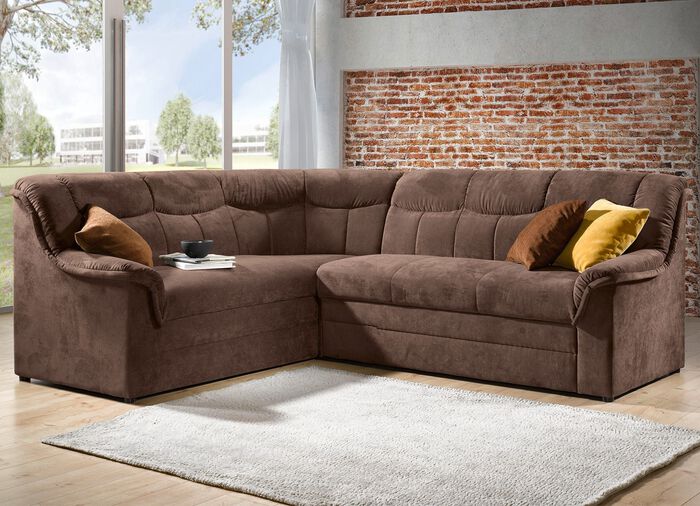 Frei im Raum aufstellbare Polsterecke mit Bettfunktion BRAUN