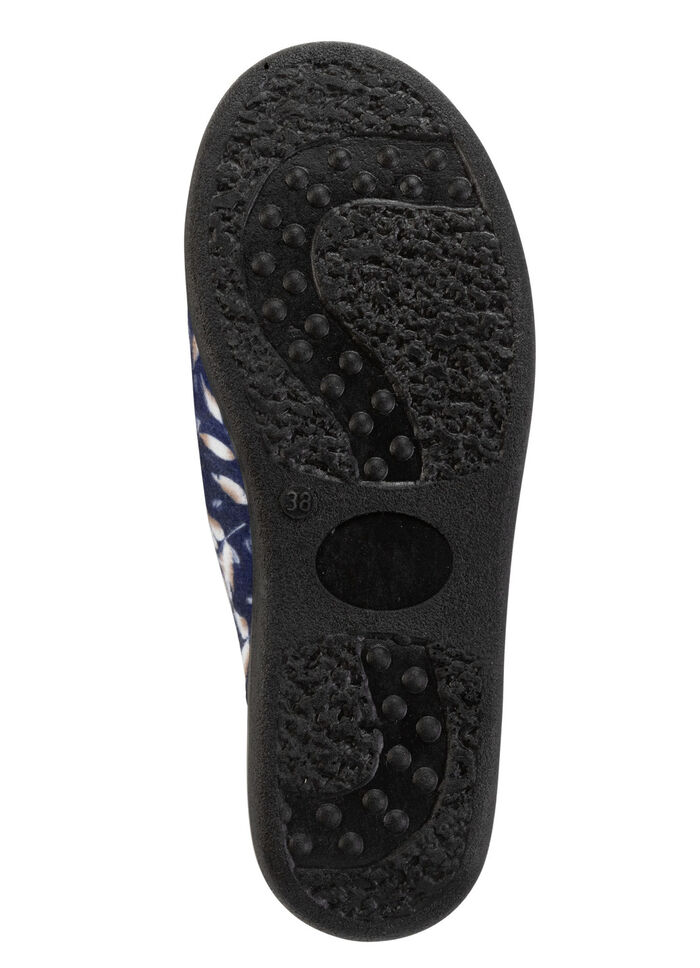 Zweierpack Pantoffeln aus samtig, weichem, bedrucktem Textilmaterial 1X BLAU, 1X BORDEAUX