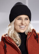 Trendige Damen-Mütze, mit Umschlag SCHWARZ