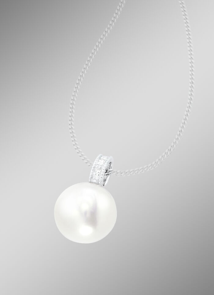 Anhänger mit Süßwasser-Zuchtperle und Brillanten 