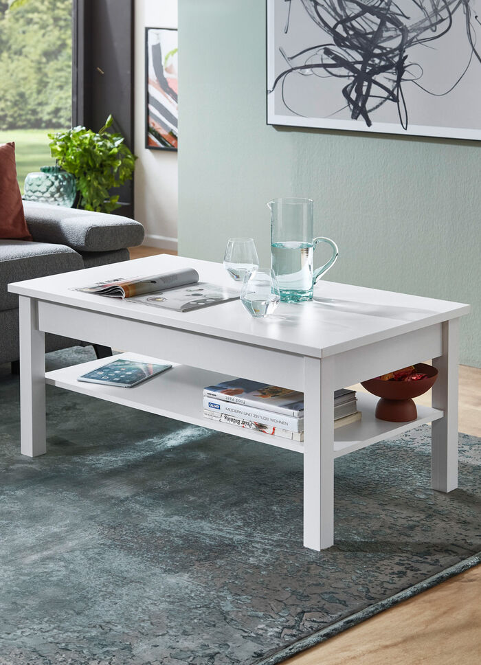 Couchtisch mit großer Ablagefläche WEISS