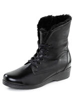 ELENA EDEN Schnür-Stiefelette mit umschlagbarem Lammfellkragen SCHWARZ