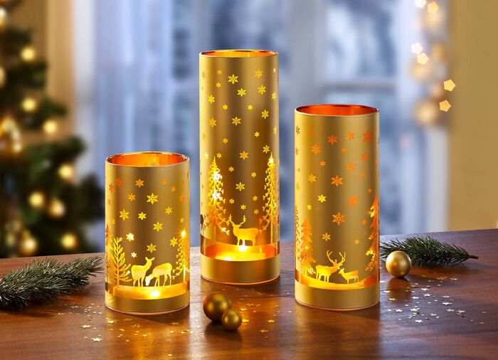 Windlicht 3er-Set aus Glas GOLD