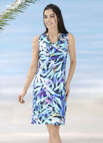 Laurina Kleid mit farbbrillantem Druckdessin, ärmellos 