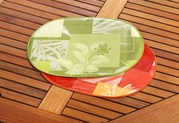 Wachstuch-Serie mit farblich abgestimmtem Schr&auml;gband TERRA