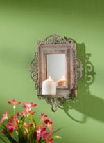 Wandkerzenhalter mit Spiegel GRAU