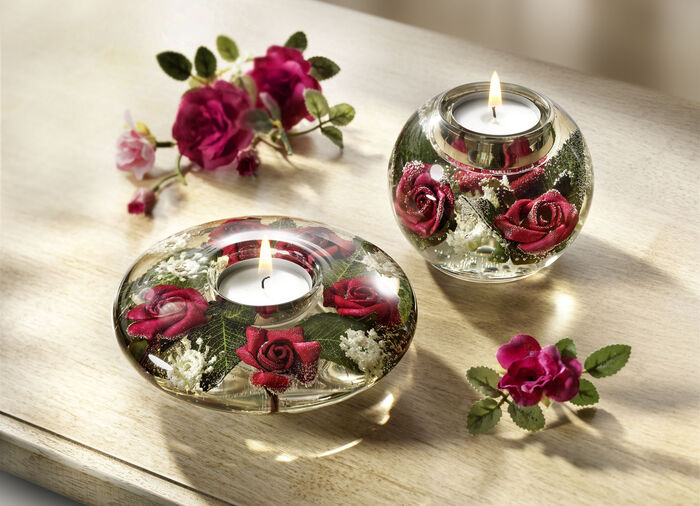 Teelichthalter aus mundgeblasenem Glas 