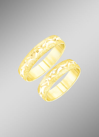 Satinierte und diamantierte Trauringe 