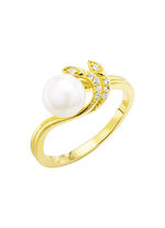 Edler Damenring mit Süßwasser-Zuchtperle und synth. Zirkonia 