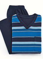 Zweierpack Schlafanz&uuml;ge mit V-Ausschnitt und Brusttasche 