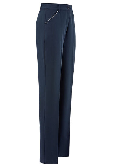 Hose mit silberfarbener Kontrastpaspel 