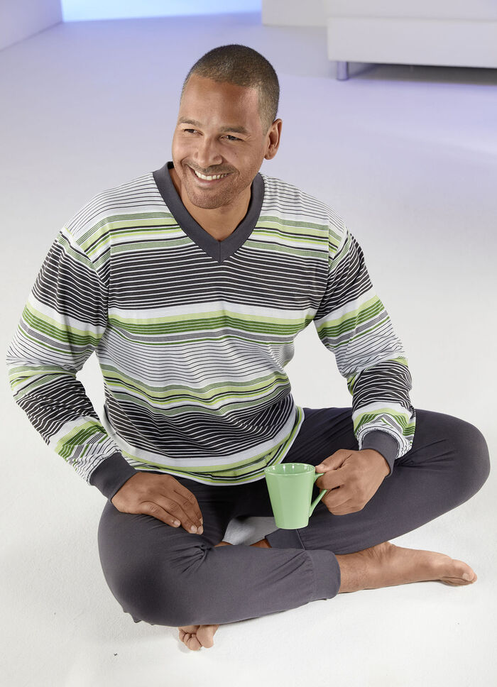 Schlafanzug mit V-Ausschnitt und Bündchenabschlüssen 