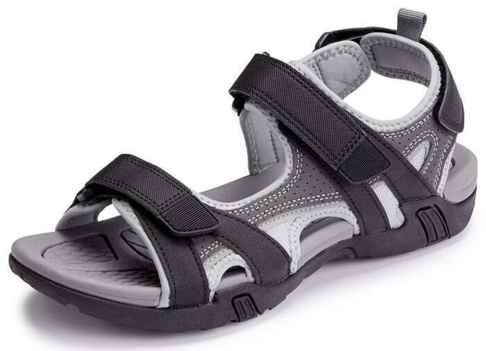 Trekking-Sandale mit drei praktischen Klettspangen GRAU-SCHWARZ