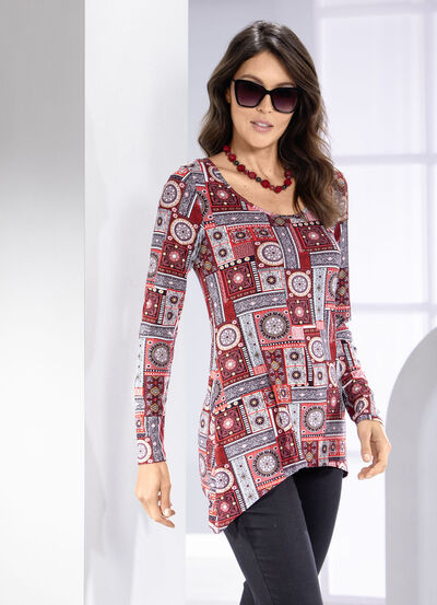 Shirt mit gebogtem Saumabschluss 