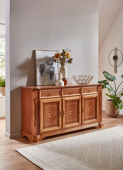 Teilmassive Kommoden mit Intarsien 