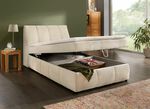 Boxspringbett mit Stauraum im Kopfteil und Bettkasten 