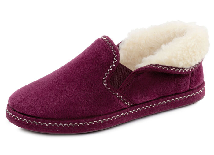 Laurina, warme Damen-Hausschuhe, mit Gummizug BORDEAUX