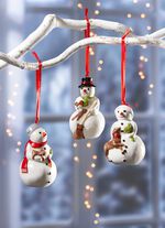 Schneemannh&auml;nger aus Porzellan, 3er-Set 