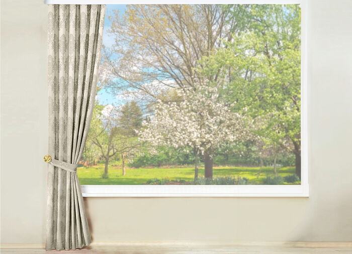 Jacquard-Übergardine mit Universalschienenband BEIGE