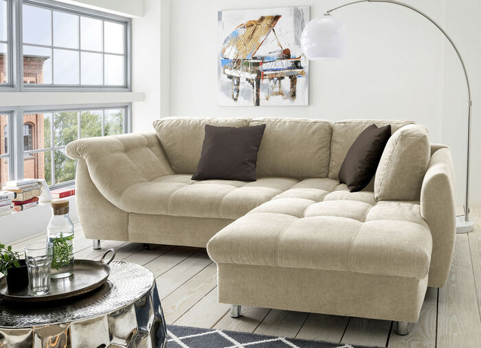 Polsterecke mit Dekokissen CREME