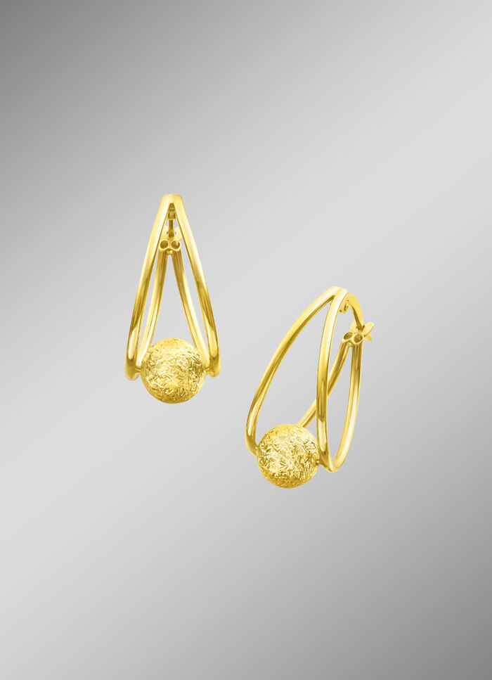 Creolen mit diamantierter Kugel 